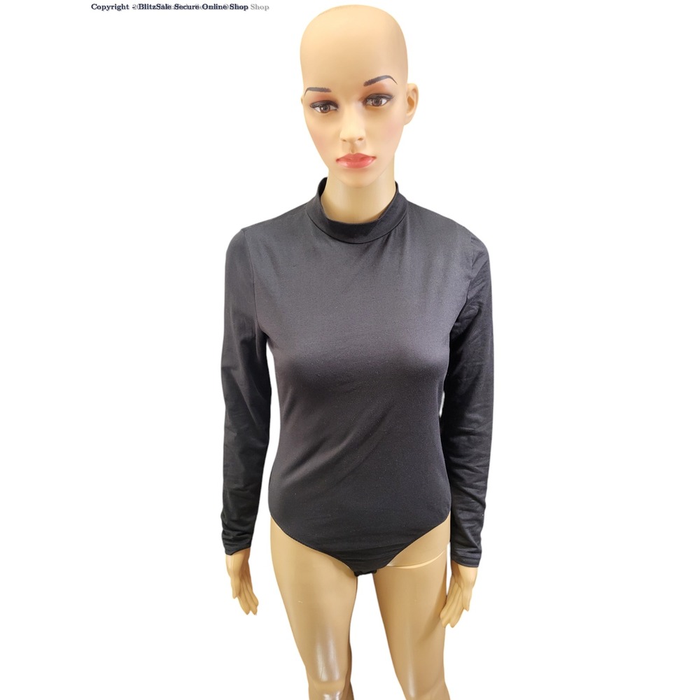 Mikey & Joey Black Slinky Long Sleeves Bodysuit Size Medium Womens